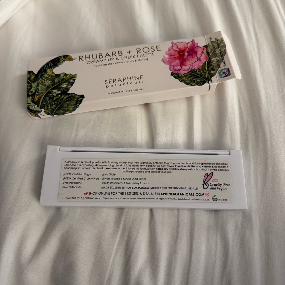 Seraphine Botanicals Rhubarb + Rose Creamy Lip & Cheek Palette new in box - Picture 3 of 5